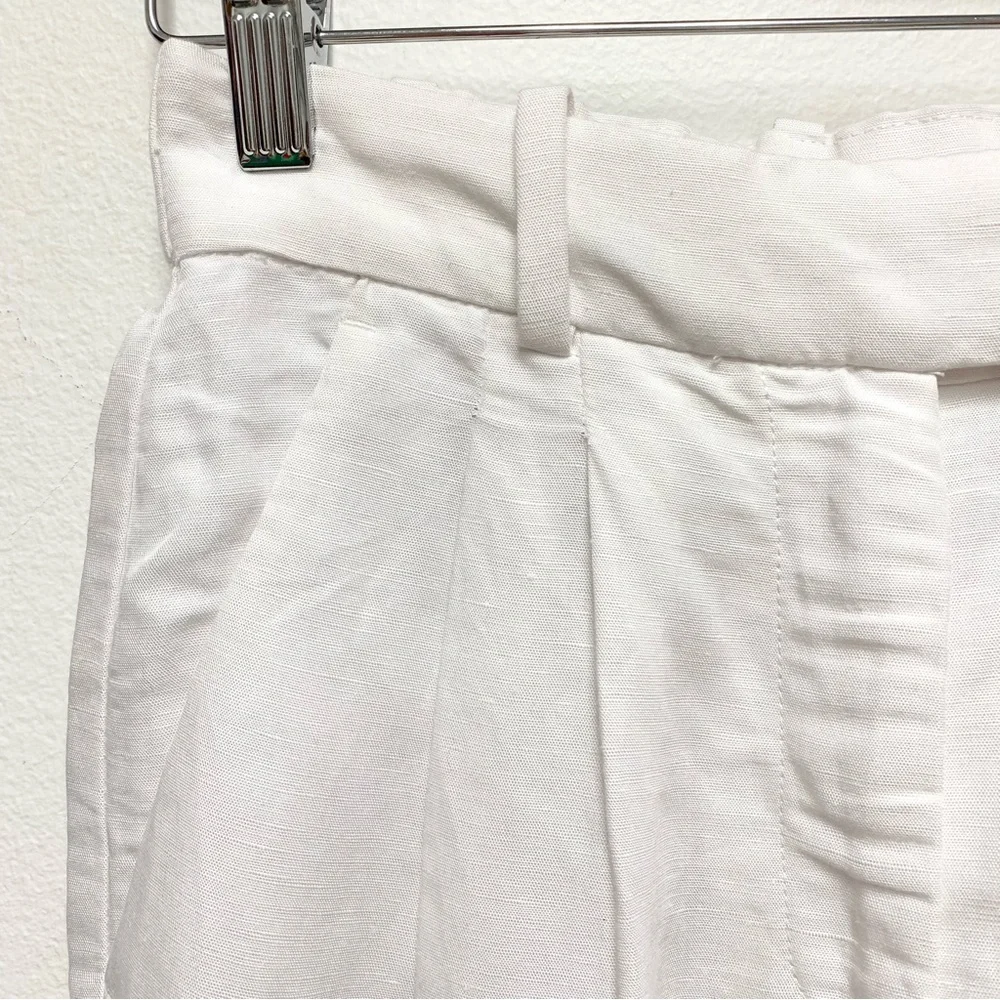H&M Linen Blend Pleated‎ Tapered Trouser Pants Size 0 White Ankle Length NWT